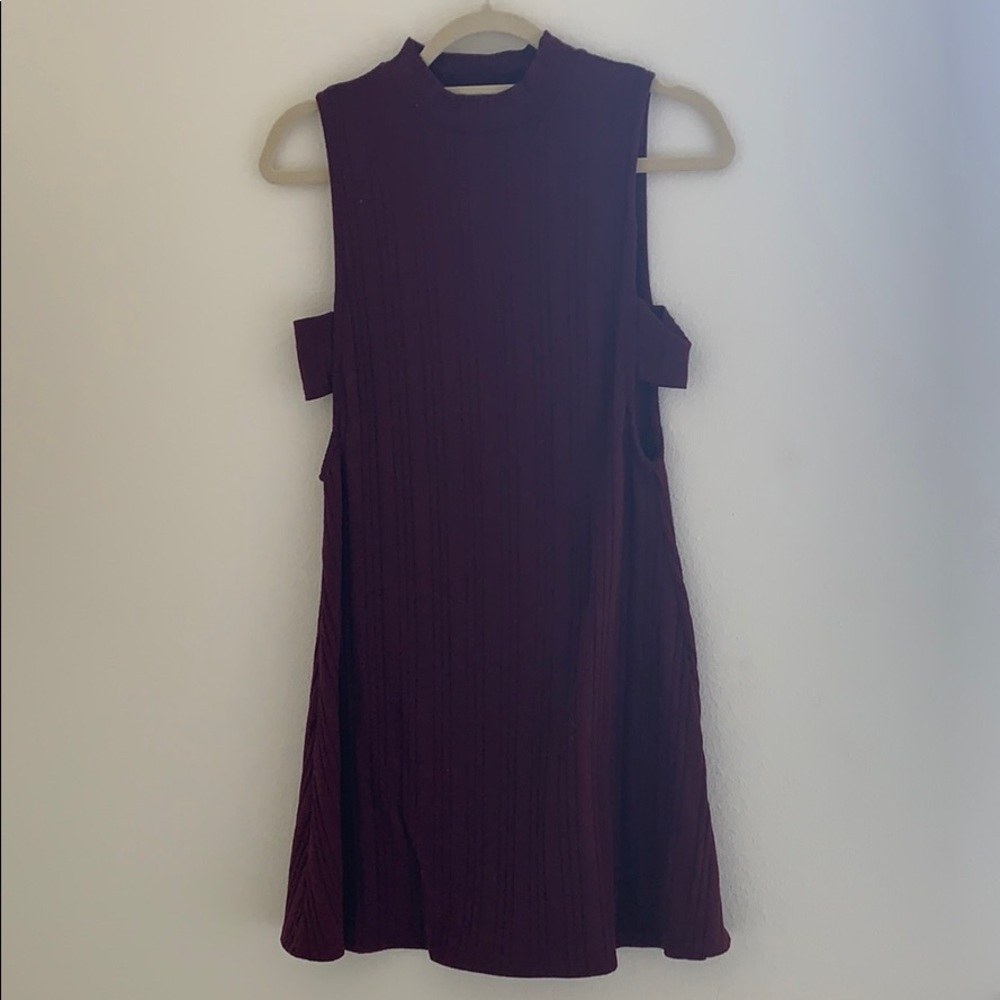 Maroon side cut out dress